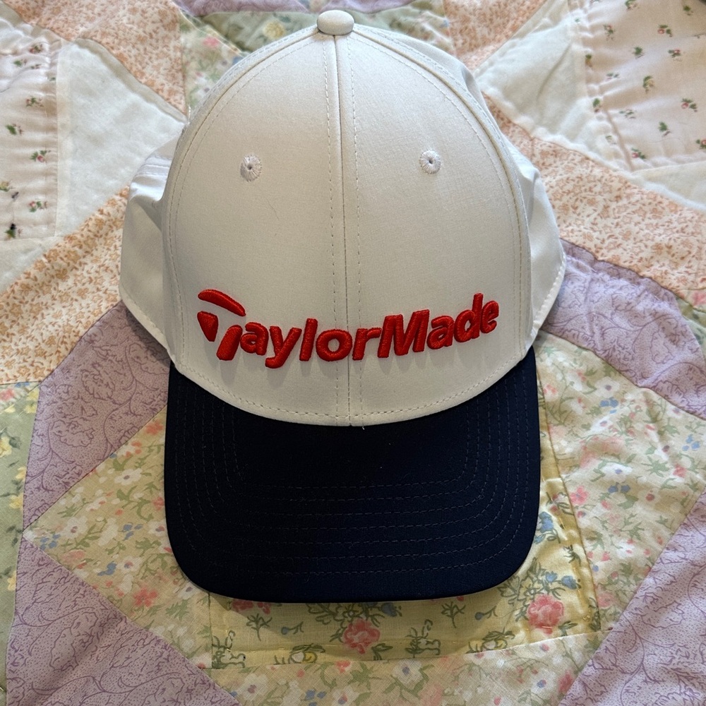 TaylorMade Men’s Hat - White and Navy with Red Logo